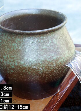 流水摆陶瀑布生态养庭循环复古件瓷花园造景鱼院景观过滤冲氧陶罐