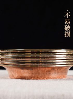 藏村 供水碗供水杯佛前供盘铜雕花中式八吉祥家用贡盘摆件圣水杯