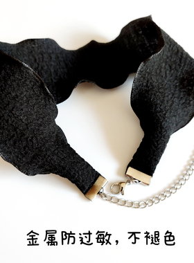 荷叶边脖链短款颈部装饰品简v约纯色项圈遮颈纹脖圈气质颈链遮疤