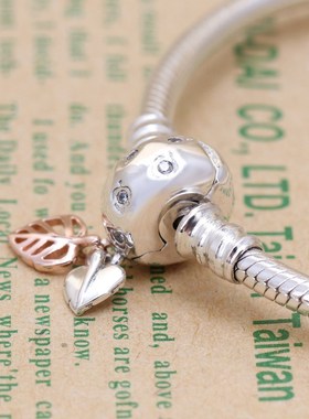 潘家手链玫瑰金色银手链落叶链扣蛇骨欧美创意款经典百搭落叶手链