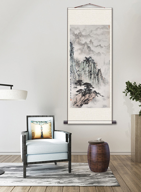 董幅寿梅花墨竹图条平卷轴花鸟画名画复制品中式书房玄关画装饰画