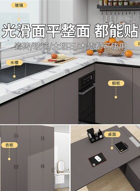 新房橱柜贴纸家具翻化防水防油防潮自粘加厚柜子柜门美厨改色贴膜