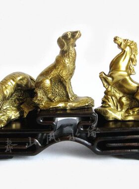 铜虎马狗寅午戌三合生肖摆件礼品吉祥办公室店铺桌面摆设家居装饰