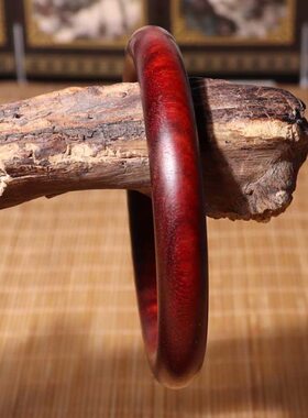 方言精品降香印尼小叶紫檀老料檀木58至60mm女款圆条手镯巨漏N