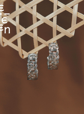 MEIDEHEN美得很银环十字藤编耳圈耳钉耳坠戒指民族风新年礼物