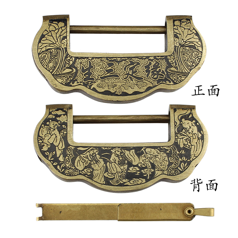 缘定三生锁 和合如意 仿古铜锁老式E门锁结婚锁铸铜挂锁纯铜锁家 - 图1