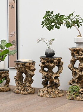 花园装饰太湖石树脂底p座彷石墩户外庭院盆景别墅露台花盆花架摆