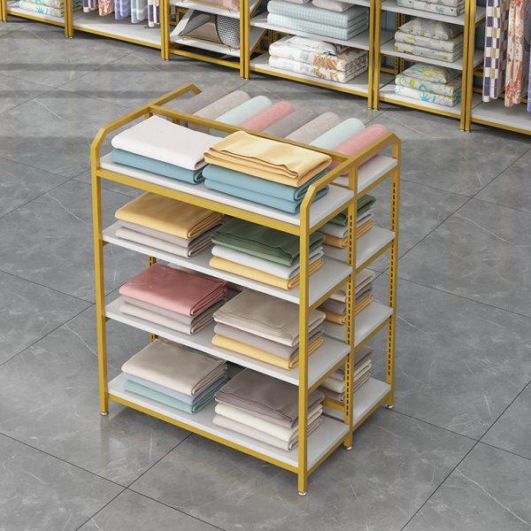 家纺店中岛货架被子四件套被芯枕头展架家纺布料矮柜床上用品架子,淘宝优惠券,粉丝福利购,淘宝优惠卷