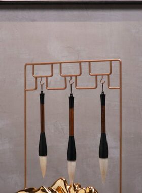 新中式现代书房办公室文房墨宝毛笔架摆件创意样板间桌面软装饰品