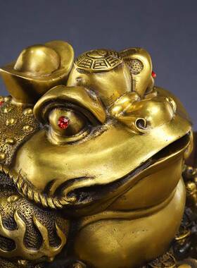 黄铜九子办金蟾摆件方纳财金38蟾客厅室开业礼品公铜八器