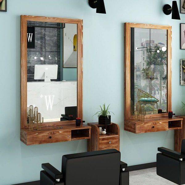 wx实木理发店镜台壁挂式美发店镜子柜子一体面镜发廊专用挂镜简,淘宝优惠券,粉丝福利购,淘宝优惠卷