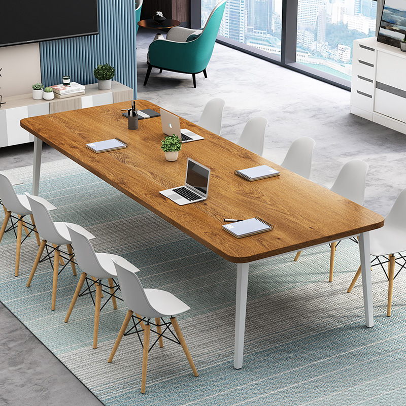 会议桌简约现代小型洽q谈办公桌培训桌职员长条桌椅组合长桌工作 - 图1