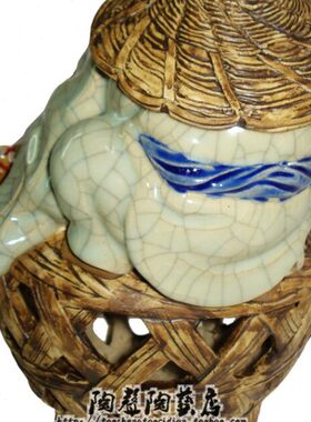 渔翁有鱼万事足陶瓷工艺石湾公仔家居玄关客厅博古架中式人物摆件