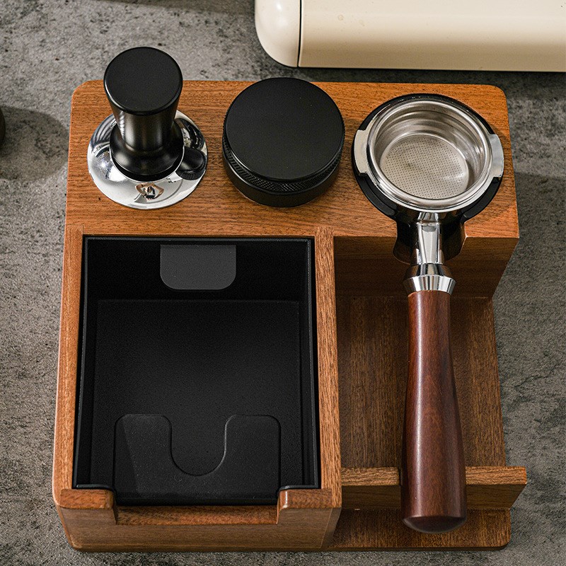 实木敲渣盒家用咖啡机吧台粉渣桶通用手柄支架粉锤收纳底座压粉座 - 图2