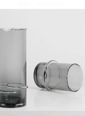 现简约不规则瓶花口代直筒咖色玻璃器售楼板处吧台样间2348家居花