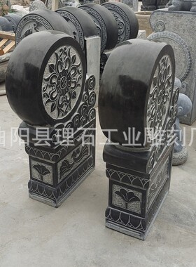 石雕门墩大理石仿古青石抱鼓石庭院门口石鼓一对家居装饰摆件