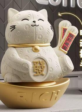 202兔子公仔5速发财猫摆手件自动招质纹招理存钱罐店铺前皮台喜庆