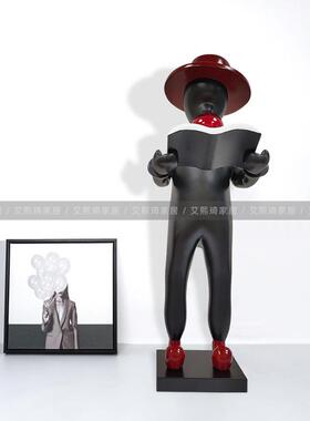 轻奢创意吹泡泡看书姿摆件落地雕坐塑现6027儿童房客人厅样板房代