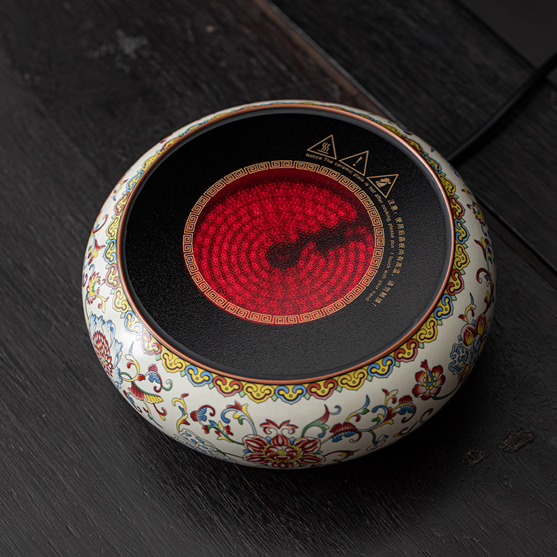 Push-button wire-controlled electric ceramic stove for tea-making and raised beam kettle
