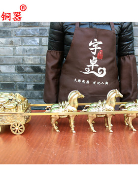 宇卓铜器纯铜四轮马拉车黄铜马拉车三四五六七八马拉车工艺品摆件