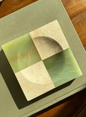 DoDo侘寂风大理石马赛克首饰收纳托盘轻奢桌面拼色高档装饰摆件