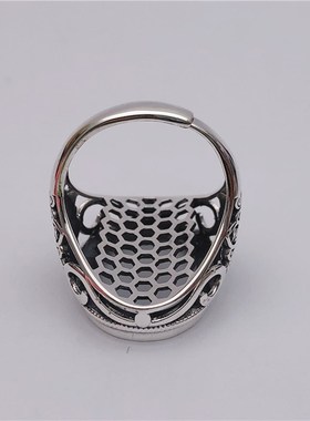 14000694 S925银镶嵌蜜蜡彩宝类宝石男款旦形戒指空托尺寸16*22MM