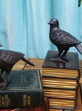 复古创意铁艺小鸟摆件家居简约电视柜酒柜装饰品铸铁小鸟客厅摆设