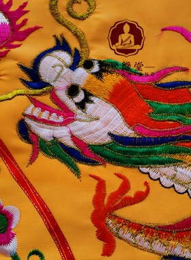 道法自然神帐双龙刺绣龙门龙帐用品松树仙鹤背景门帘菩萨挡帘布