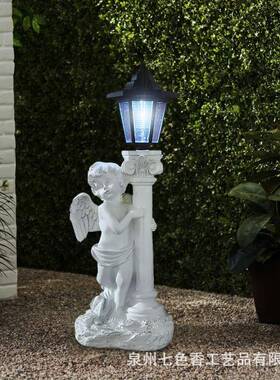 太阳花能灯仿古马柱XT027-28天使灯户外庭院大门罗口欧式摆件园阳