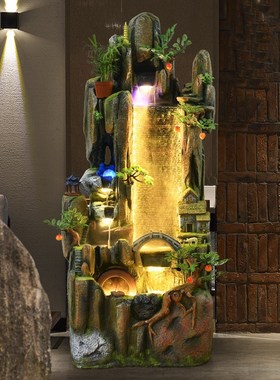 热销流水生财家居客厅q办公室玄关阳台造景水幕墙田园假山鱼池装