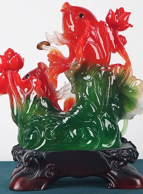 年年有余鱼摆件客厅酒柜电视柜装饰开业乔迁新P居礼物中.式入伙礼