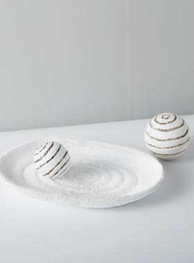 极简肌理托摆件GD-A1025现代简盘软装样板房间客几厅茶极几白色桌