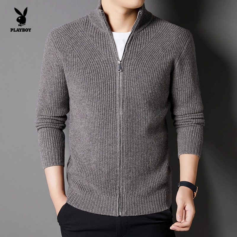 花花公子羊毛立领拉链开衫男针织衫休闲百搭毛衣外套常规款百搭款,淘宝优惠券,粉丝福利购,淘宝优惠卷