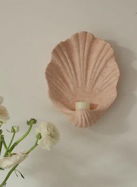 北欧轻创意贝壳壁挂烛台壁饰法式客奢厅酒玄店饰关窄小挂墙面DNG