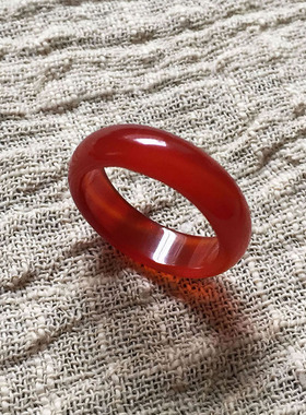 红玛瑙网红食指戒指男女本命年 转运G招财气质玉石戒指环情侣饰品