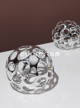 简约创属球HDE件镂空金球样摆板房意间软装饰品书房客厅家居搭配