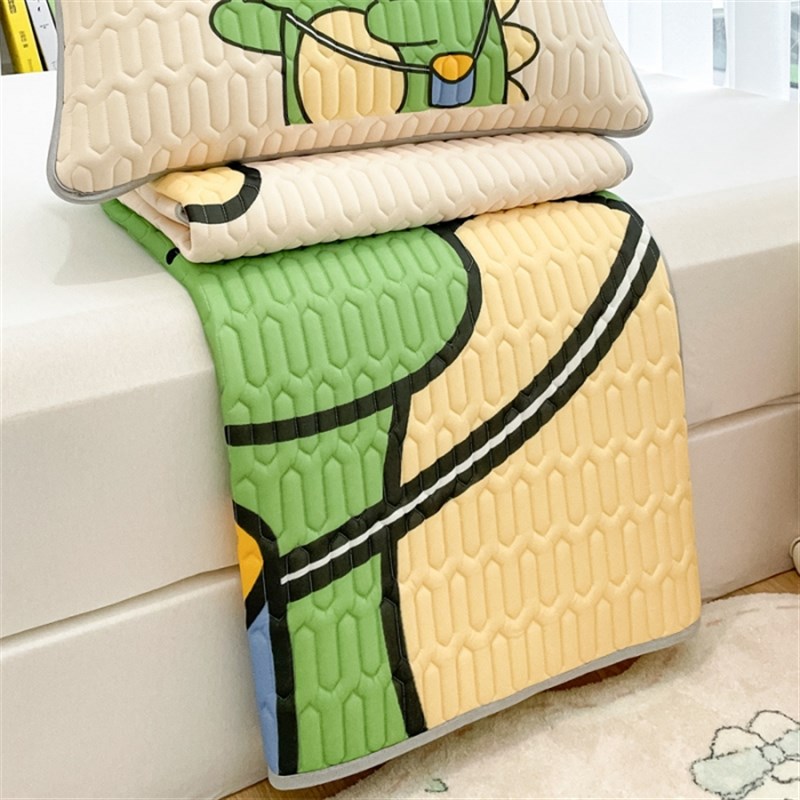 A类大版数码印花凉感丝乳胶凉席可水洗折叠家用学生宿舍.空调软席 - 图2