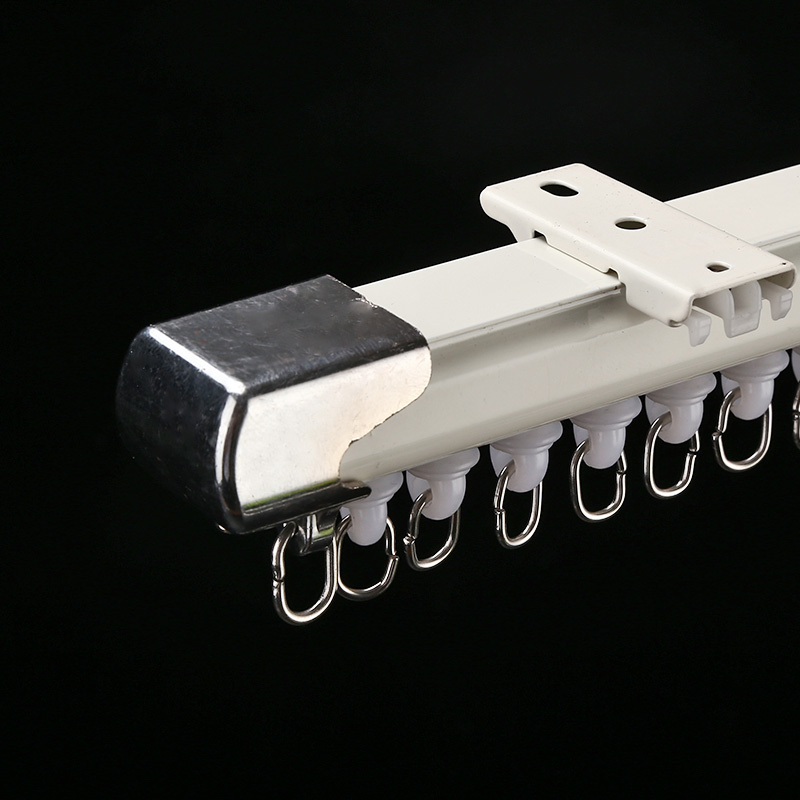 铝合金窗帘直轨道静音滑轨双轨单轨道滑轨罗马S杆窗帘杆顶装侧装 - 图1