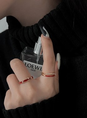 KANSAI红色k锆石星星叠戴戒指女轻奢高级感过新年本命年龙年食指