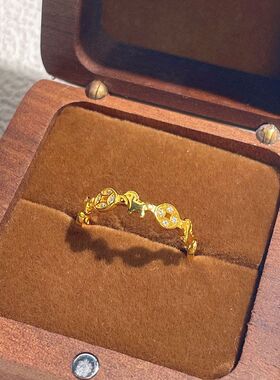 小红书爆款马上有钱戒指女新中式铜钱小马开口戒新年本命年食指戒