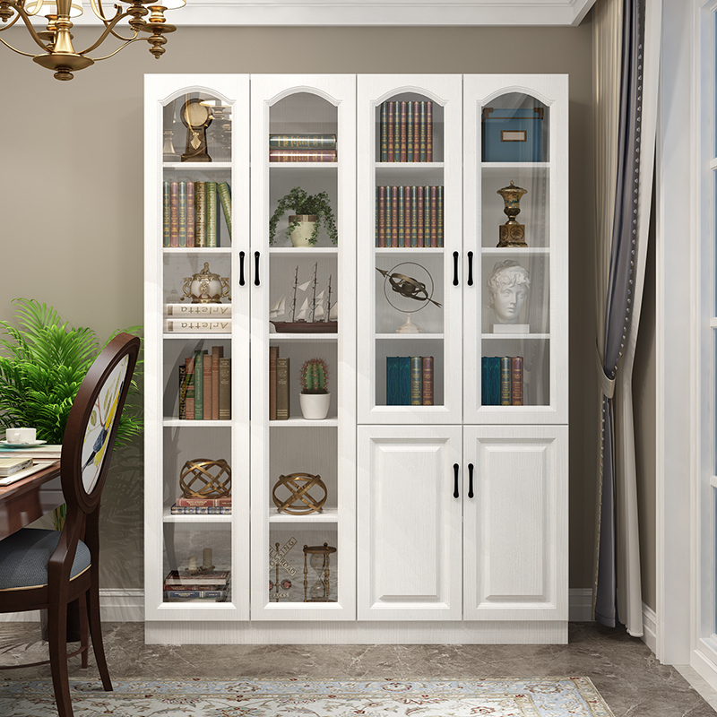 玻璃门满墙书柜简约现代实木落地C书柜带门置物架整面墙大书柜定 - 图2