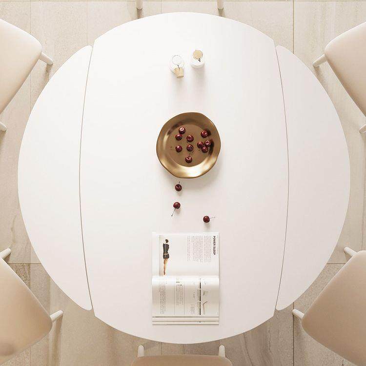 岩板餐桌可伸缩折叠小户型家用奶油风简约多功能桌子两用可变圆桌,淘宝优惠券,粉丝福利购,淘宝优惠卷