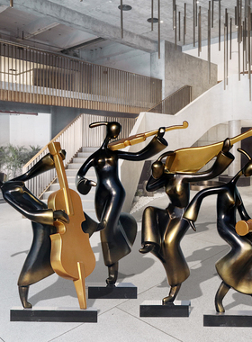 玻璃钢抽象音乐人物仿铜艺术乐队雕塑摆件商场步行街户外美陈装饰