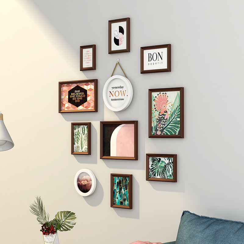 免打孔玄关照片墙装饰创意相框墙过道走廊竖M版小面积墙面相片挂 - 图2