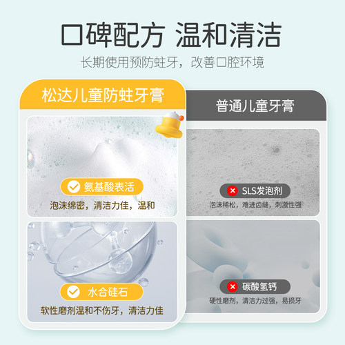 松达儿童防蛀牙膏3-6-12岁宝宝牙膏防蛀牙换牙期50g/支官旗正品 - 图3