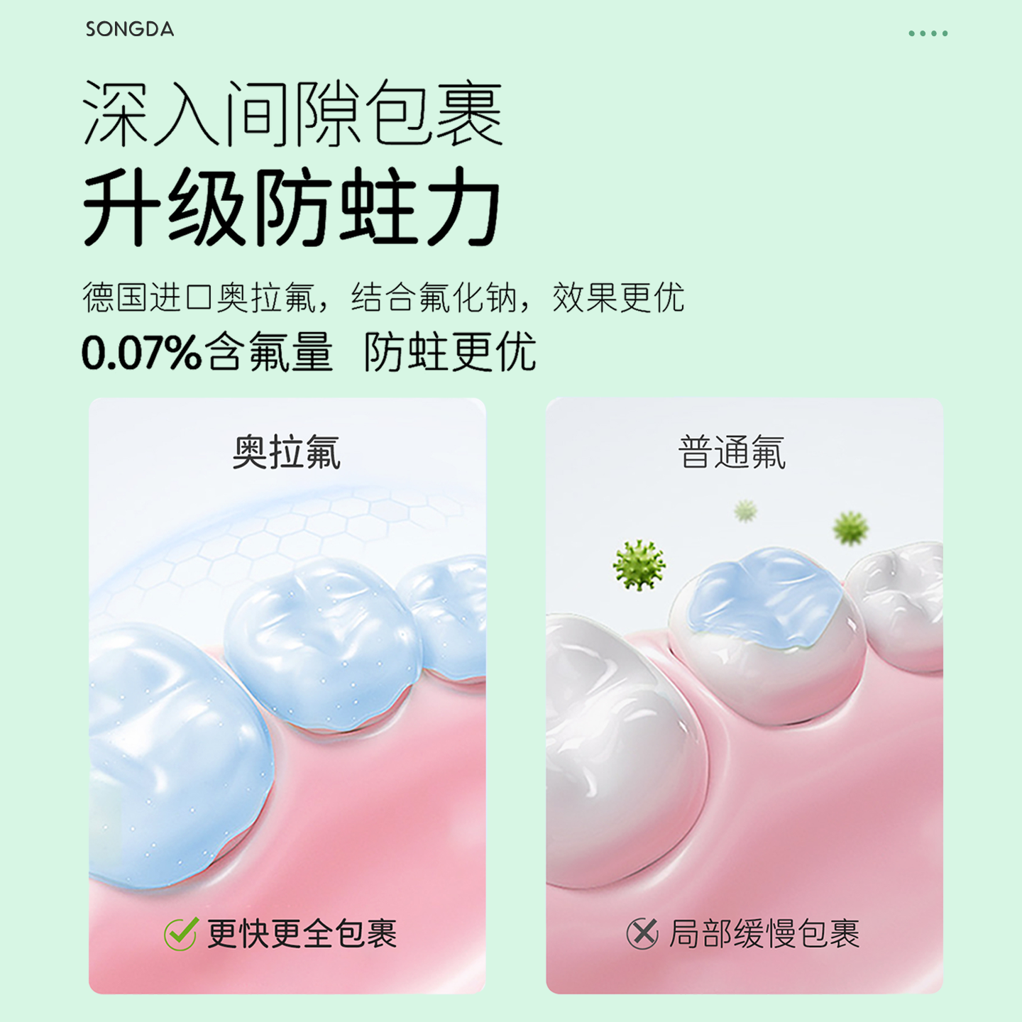 松达儿童防蛀牙膏3-6-12岁以上宝宝牙膏防蛀牙龋齿适用换牙期