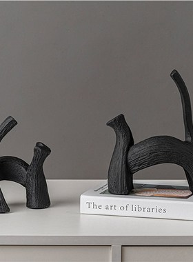 创意简约波点猫咪摆件儿童房动物装饰品样板房电视柜桌面轻奢摆设