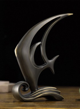 纯铜年年有余招财鱼摆件客厅办公室家居装饰品店铺开业高档工艺品