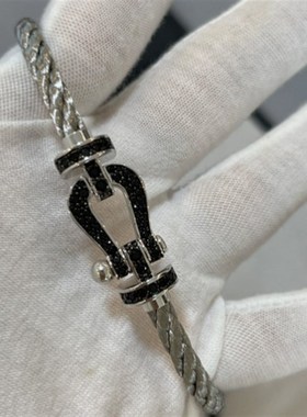 费雷德精工版彩色锆石精致镶嵌镀厚金马蹄扣配饰钢丝手绳轻奢手链