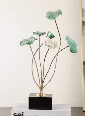 好运荷花摆件乔迁之喜乔迁之喜搬家礼物新中式客厅装饰酒柜摆件